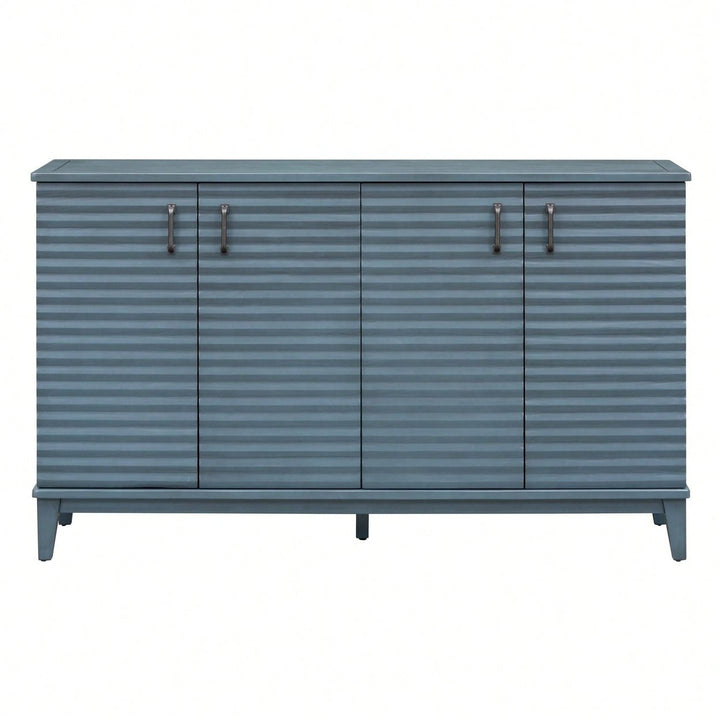 4 Door Large Storage Buffet With Adjustable Shelves And Metal Handles For Kitchen, Living Room, Dining Room Image 11