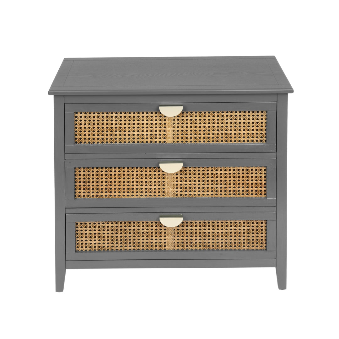 3 Drawer Cabinet with Natural Rattan - Stylish Wooden Storage Unit for Bedroom, Living Room, and Study Furniture Image 10