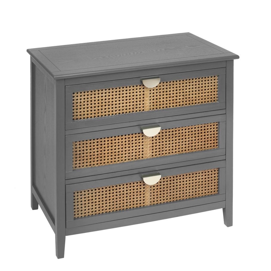 3 Drawer Cabinet with Natural Rattan - Stylish Wooden Storage Unit for Bedroom, Living Room, and Study Furniture Image 11