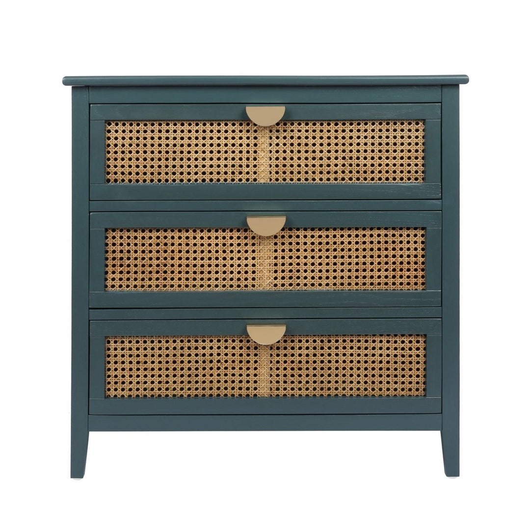 3 Drawer Cabinet with Natural Rattan Design, Stylish Storage Solution for Bedroom, Living Room, and Study Furniture Image 7