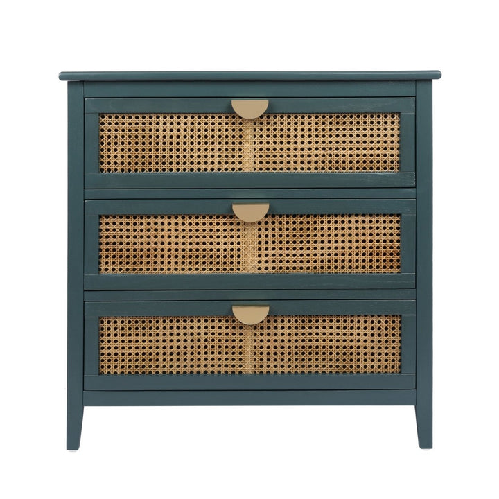 3 Drawer Cabinet with Natural Rattan Design, Stylish Storage Solution for Bedroom, Living Room, and Study Furniture Image 7