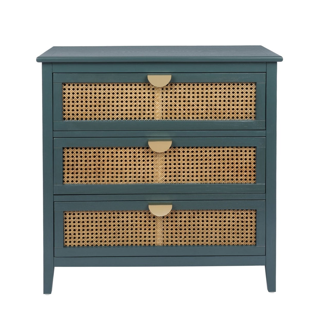 3 Drawer Cabinet with Natural Rattan Design, Stylish Storage Solution for Bedroom, Living Room, and Study Furniture Image 10