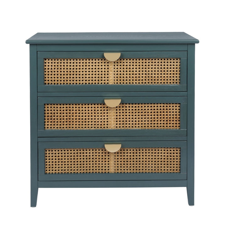 3 Drawer Cabinet with Natural Rattan Design, Stylish Storage Solution for Bedroom, Living Room, and Study Furniture Image 10