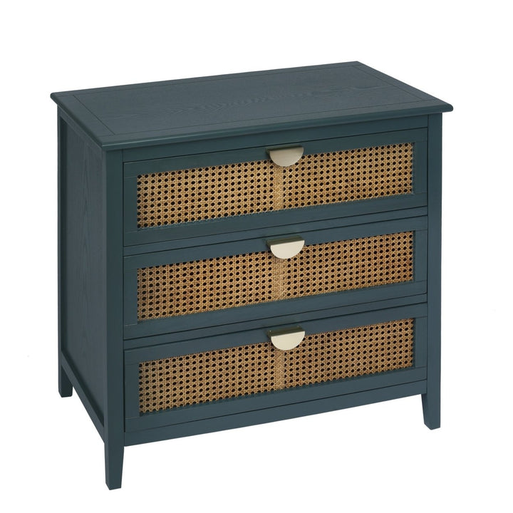 3 Drawer Cabinet with Natural Rattan Design, Stylish Storage Solution for Bedroom, Living Room, and Study Furniture Image 11