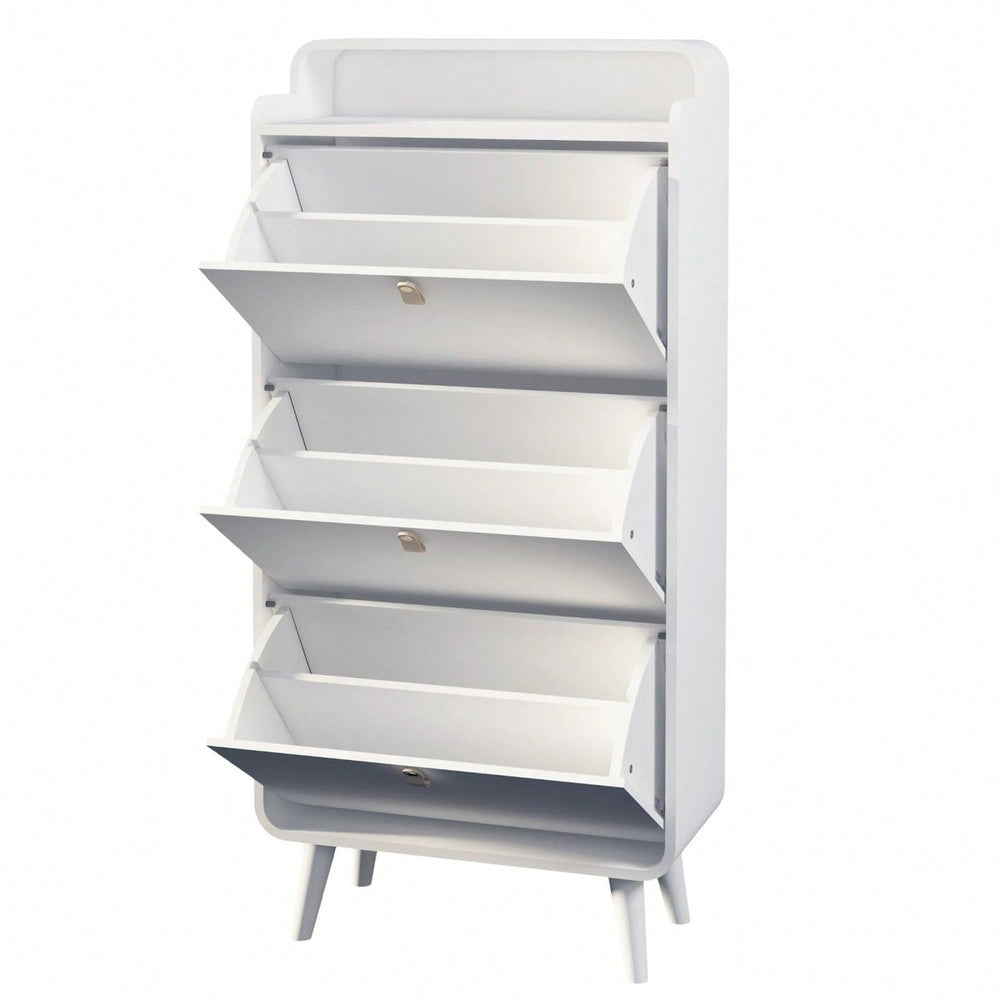 3 Drawers Shoe Cabinet, Shoe Storage Cabinet For Entryway,Outdoor,White Finish Image 2