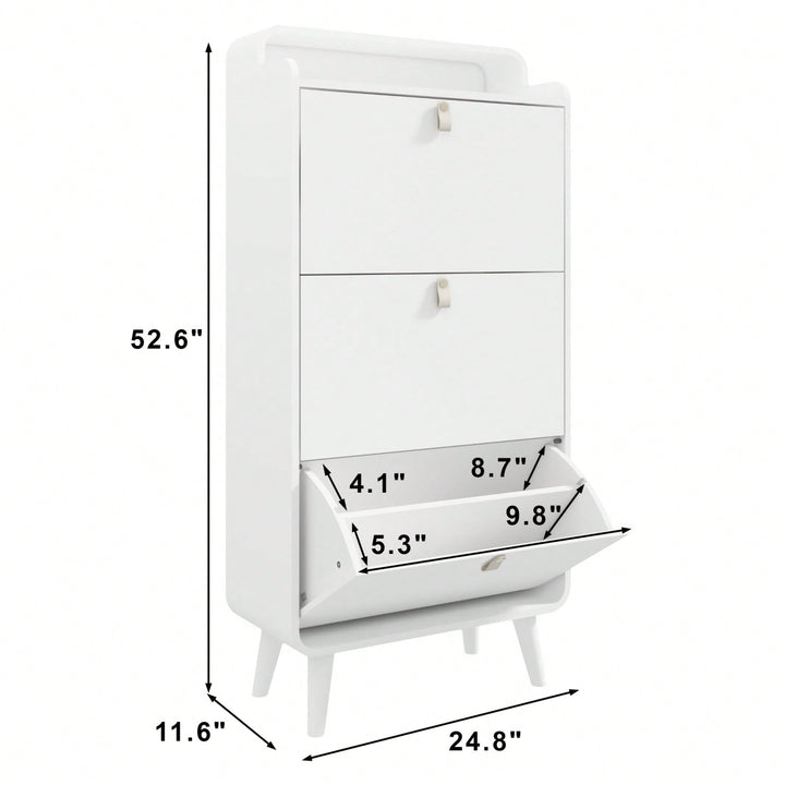 3 Drawers Shoe Cabinet, Shoe Storage Cabinet For Entryway,Outdoor,White Finish Image 5