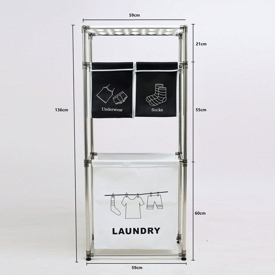 3 Tier Laundry Sorter, Laundry Hamper With 4 Removable Bags For Organizing Clothes, Laundry, Lights, Darks Image 5