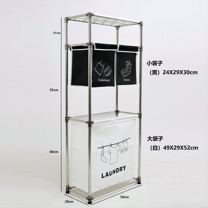 3 Tier Laundry Sorter, Laundry Hamper With 4 Removable Bags For Organizing Clothes, Laundry, Lights, Darks Image 8