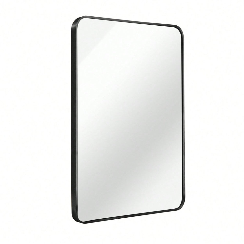 22x30 Inch Modern Metal Bathroom Mirror with HD Glass Anti-Rust Frame Shatterproof Film Easy Installation Contemporary Image 2