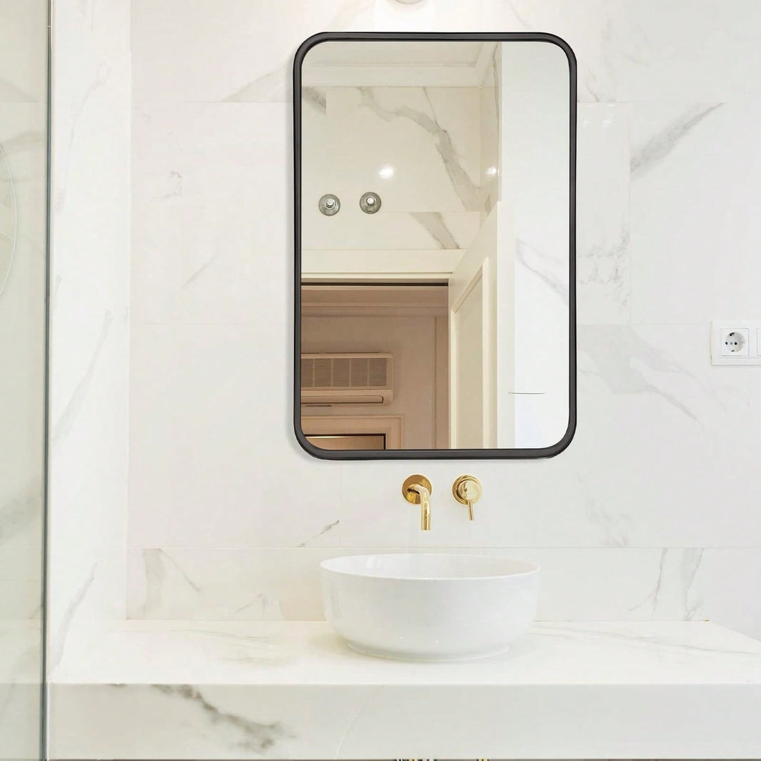 22x30 Inch Modern Metal Bathroom Mirror with HD Glass Anti-Rust Frame Shatterproof Film Easy Installation Contemporary Image 6