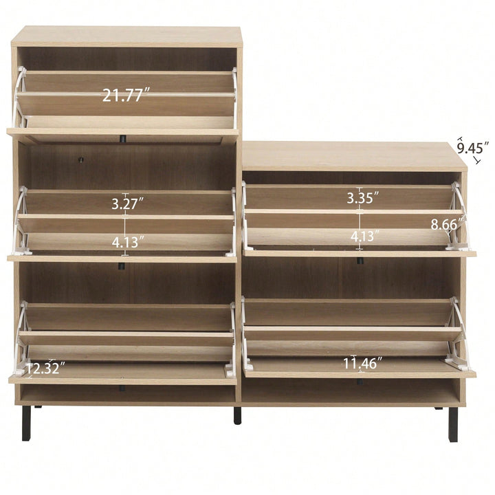 5 Door Shoe Rack, Freestanding Modern Shoe Storage Cabinet, For Entryway Image 3