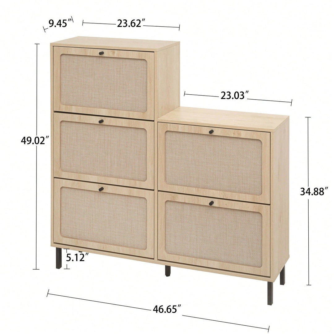 5 Door Shoe Rack, Freestanding Modern Shoe Storage Cabinet, For Entryway Image 4