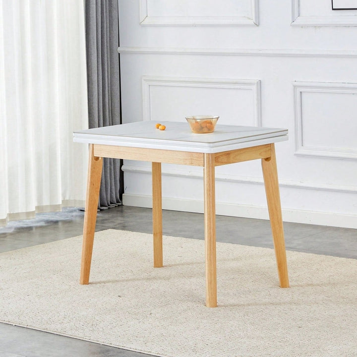 47.2 Inch Sintered Stone Foldable Desk with Rubber Wood Legs Ideal for Home Office Dining and Kitchen Use Image 1