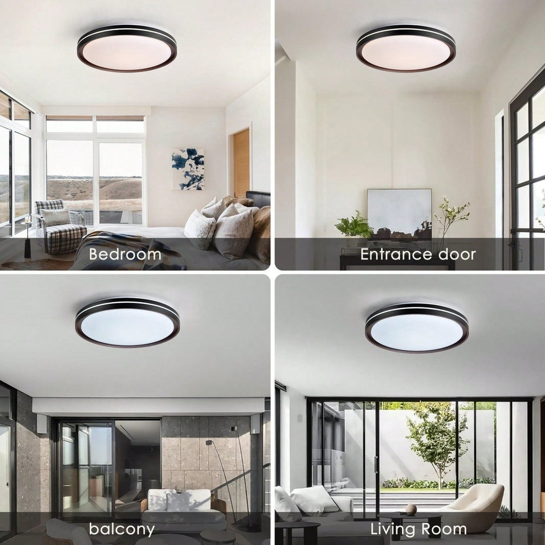 5 Color Modes Dimmable Modern LED Ceiling Light Fixture, 24W 2400LM, 15.75in Close To Ceiling Light For Bedroom Bathroom Image 4