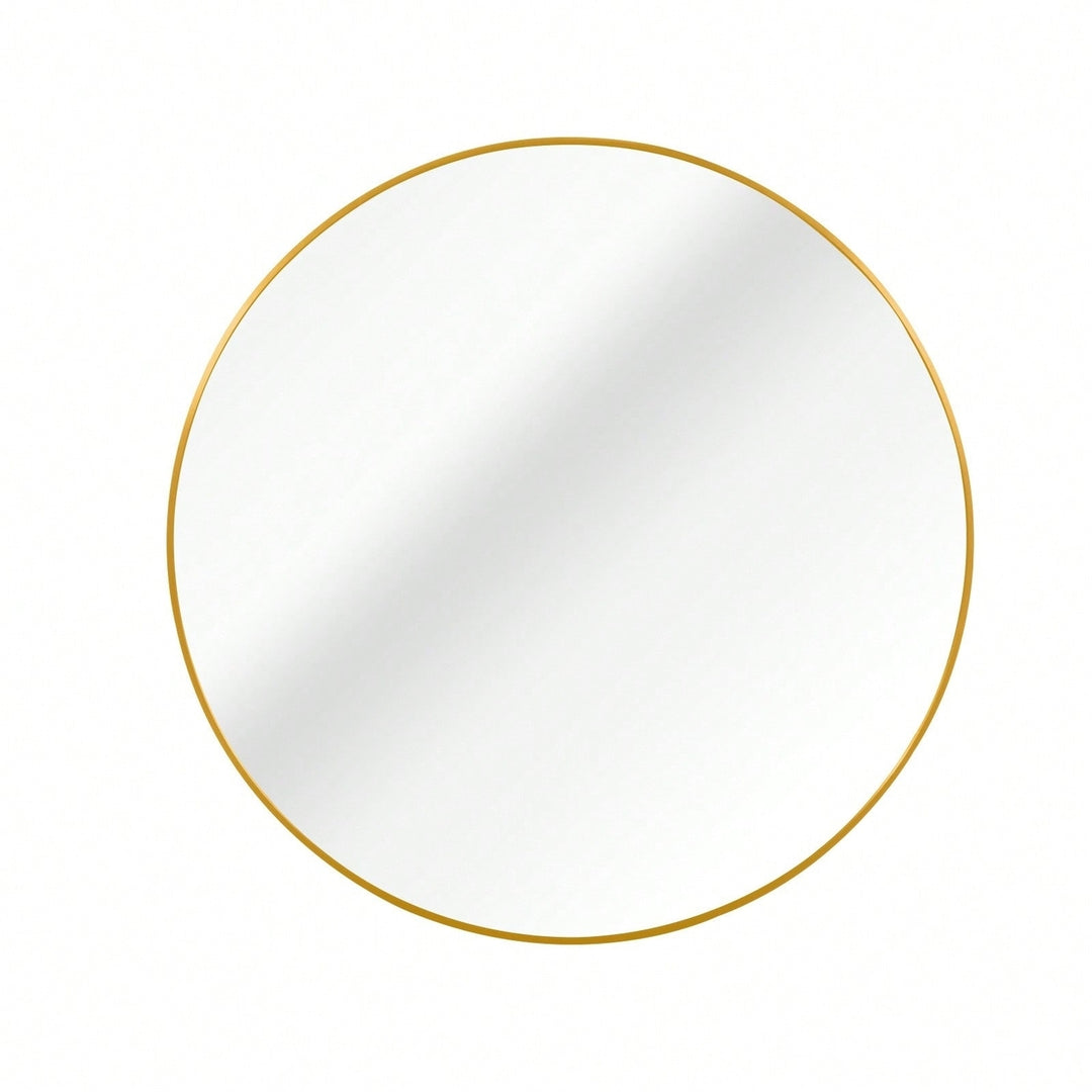 32 Inch Round Metal Bathroom Mirror with Anti-Rust Frame and Shatterproof Glass Easy Install Hooks Image 1