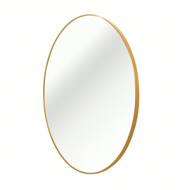 32 Inch Round Metal Bathroom Mirror with Anti-Rust Frame and Shatterproof Glass Easy Install Hooks Image 2