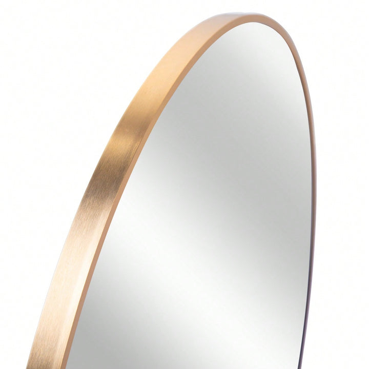 32 Inch Round Metal Bathroom Mirror with Anti-Rust Frame and Shatterproof Glass Easy Install Hooks Image 3