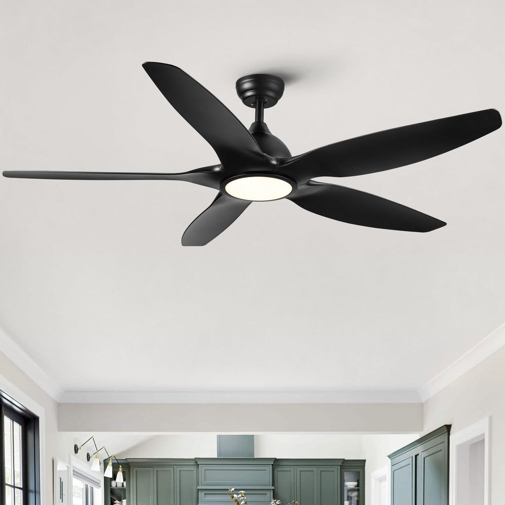 60 Integrated LED Ceiling Fan with Black ABS Blades - Modern Ceiling Light Fixture with Remote Lighting and Air Image 2