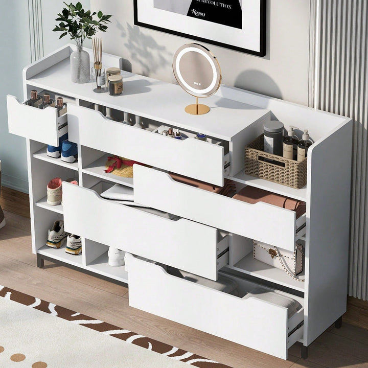 7-Shelf Shoe Cabinet With 5 Drawers, Modern Shoe Storage Organizer Cabinet For Entryway, Hallway, Living Room Image 3