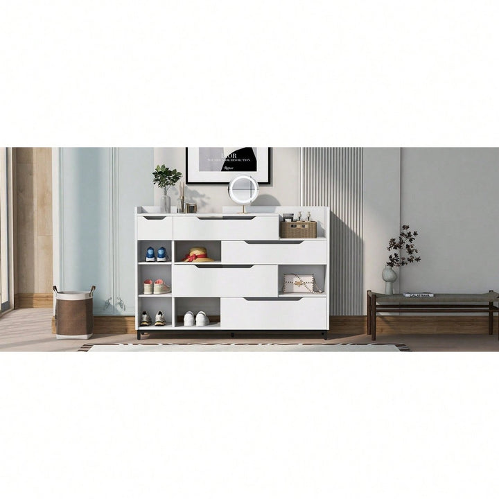 7-Shelf Shoe Cabinet With 5 Drawers, Modern Shoe Storage Organizer Cabinet For Entryway, Hallway, Living Room Image 6