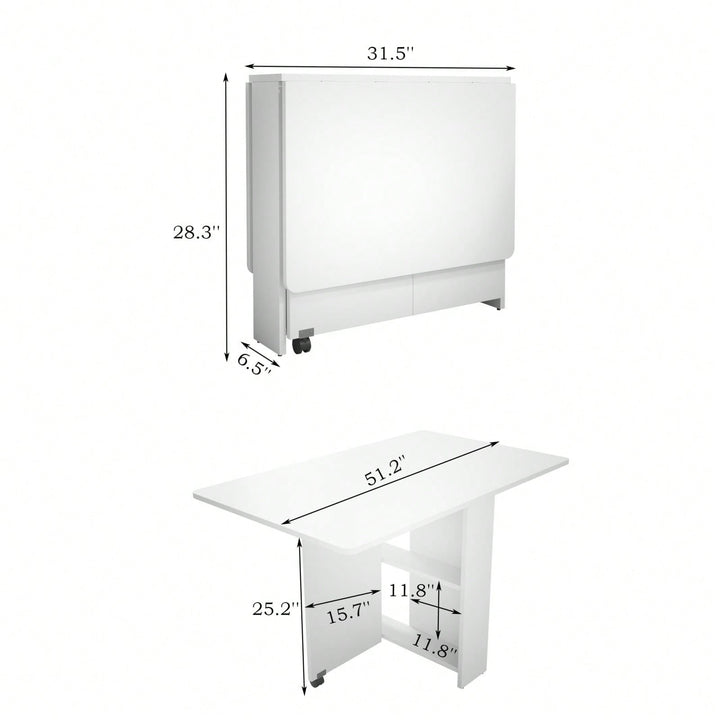 51 Inch Portable Folding Table with Wheels for Small Families and Displays Seats 5-6 Easy to Store and Transport Image 10