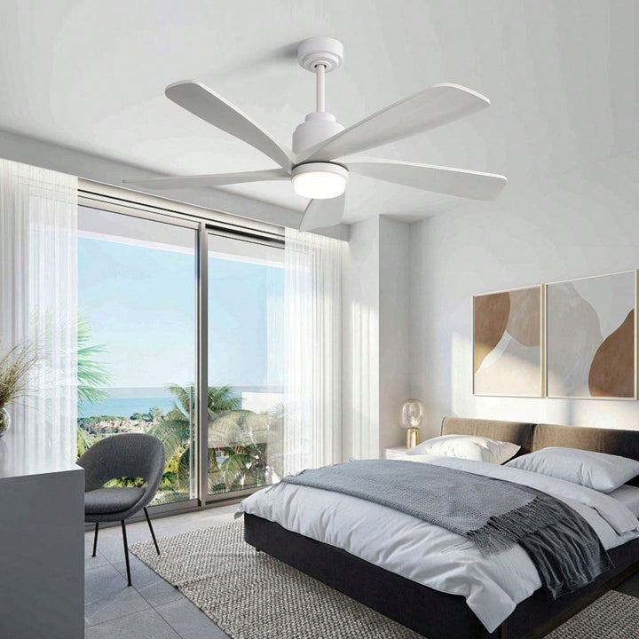 52 Inch Indoor Ceiling Fan With 120V Dimmable 5 Solid Wood Blades Remote Control Reversible DC Motor With Led Light Image 6