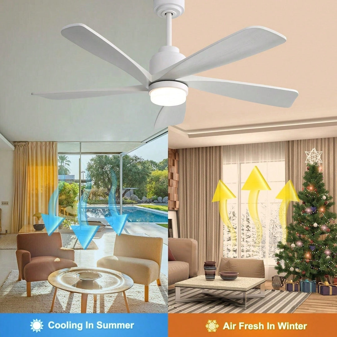 52 Inch Indoor Ceiling Fan With 120V Dimmable 5 Solid Wood Blades Remote Control Reversible DC Motor With Led Light Image 7