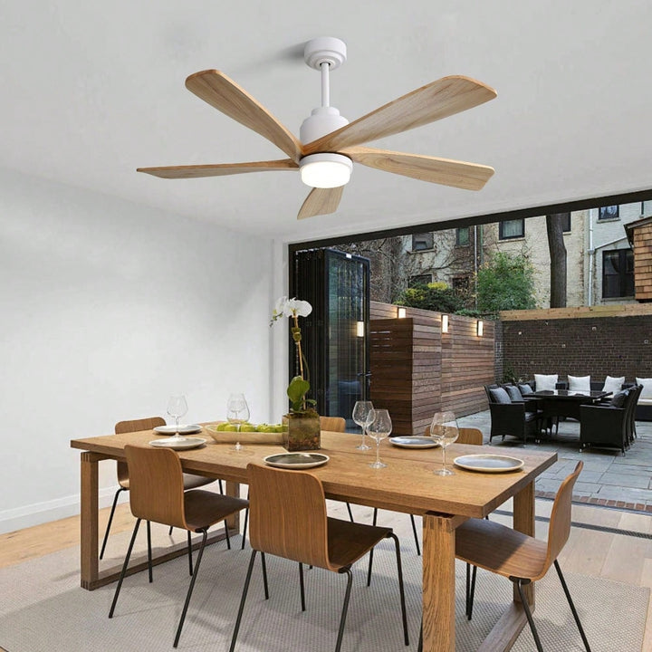 52 Inch Indoor Ceiling Fan With 120V Dimmable 5 Solid Wood Blades Remote Control Reversible DC Motor With Led Light Image 10