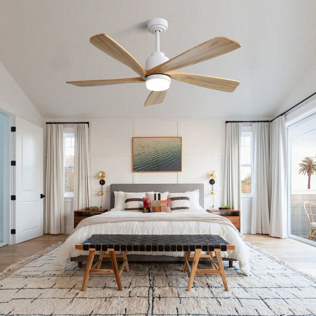 52 Inch Indoor Ceiling Fan With 120V Dimmable 5 Solid Wood Blades Remote Control Reversible DC Motor With Led Light Image 11