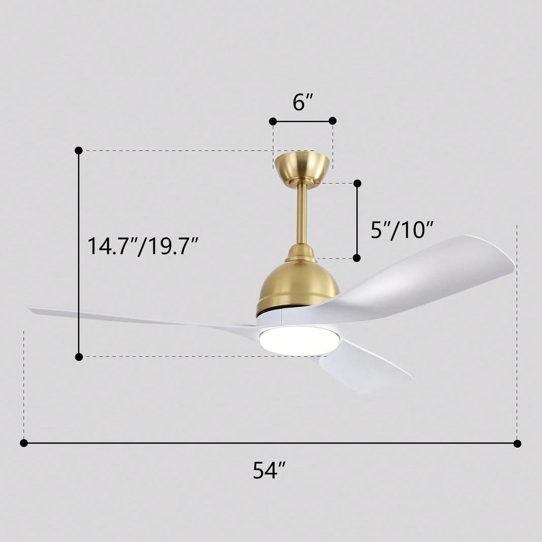 54 Inch White ABS Ceiling Fan With 6 Speed Smart Remote Control Dimmable Reversible DC Motor For Living Room Image 4