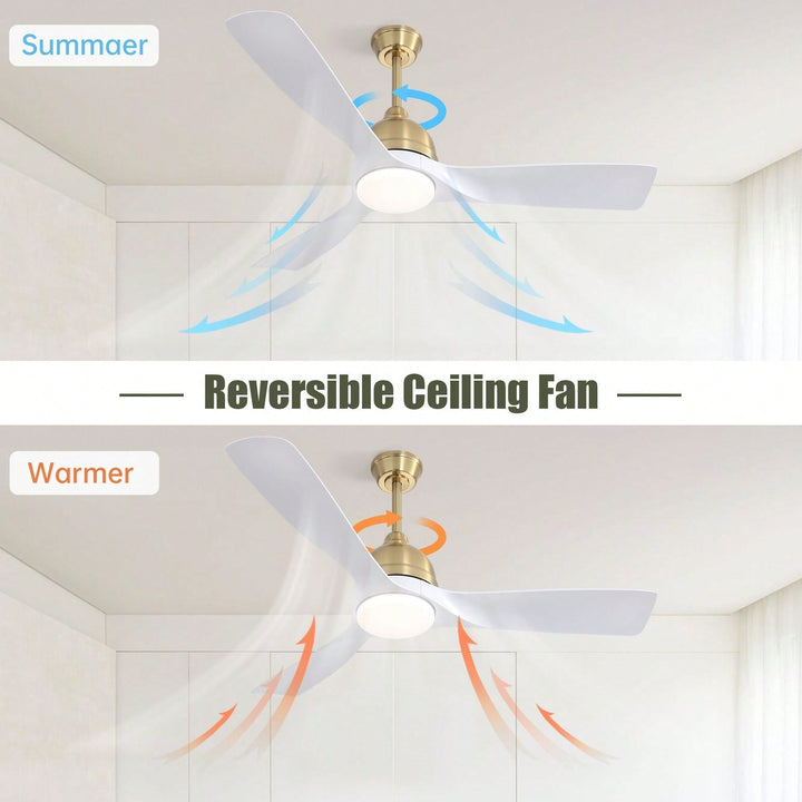 54 Inch White ABS Ceiling Fan With 6 Speed Smart Remote Control Dimmable Reversible DC Motor For Living Room Image 5