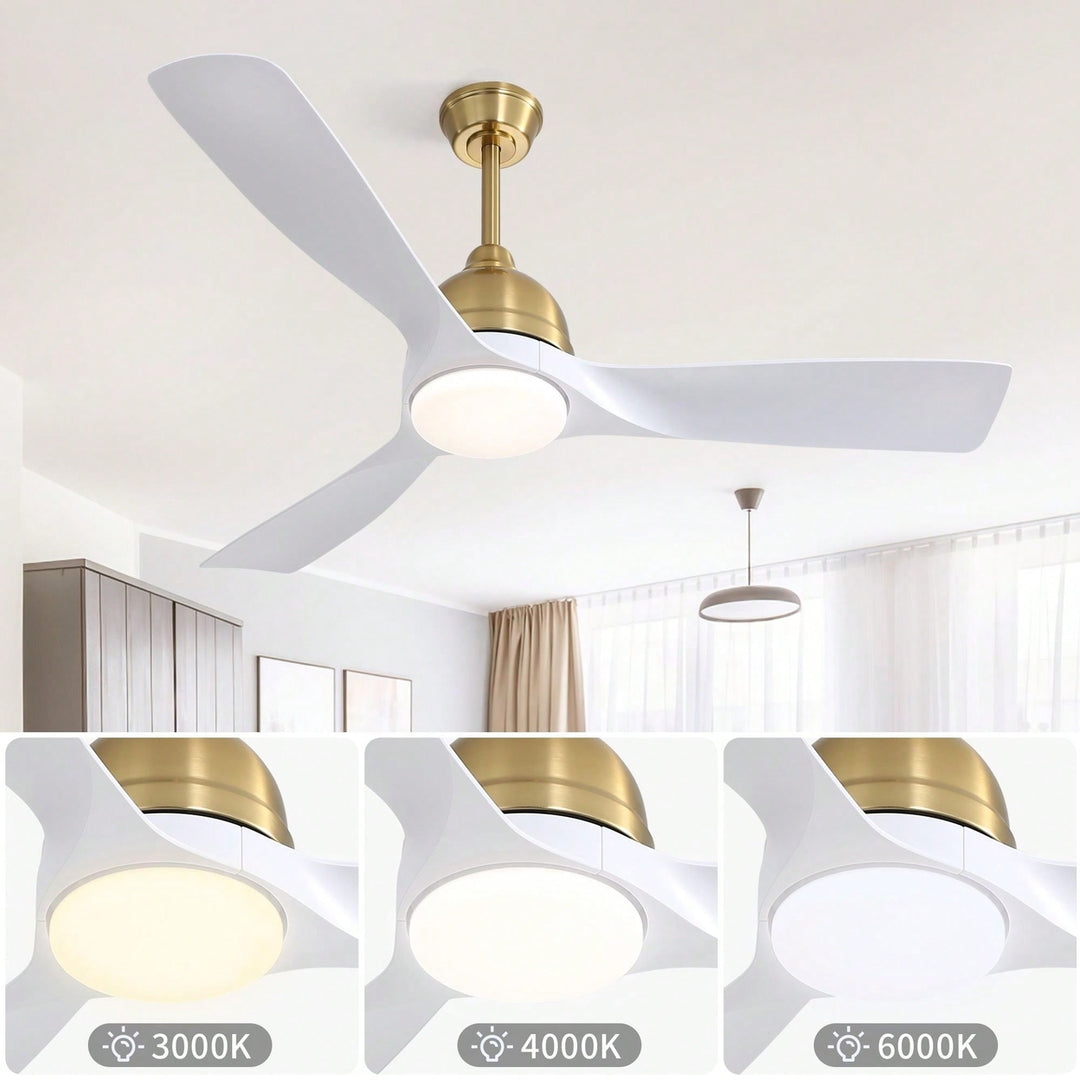 54 Inch White ABS Ceiling Fan With 6 Speed Smart Remote Control Dimmable Reversible DC Motor For Living Room Image 8