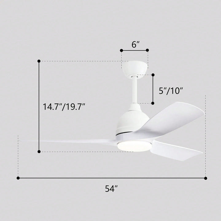 54 Inch White ABS Ceiling Fan With 6 Speed Smart Remote Control Dimmable Reversible DC Motor For Living Room Image 10