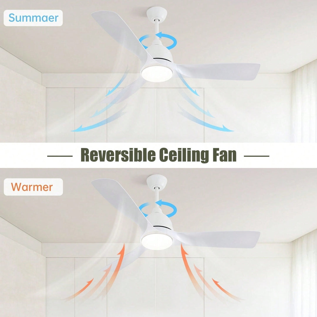 54 Inch White ABS Ceiling Fan With 6 Speed Smart Remote Control Dimmable Reversible DC Motor For Living Room Image 11