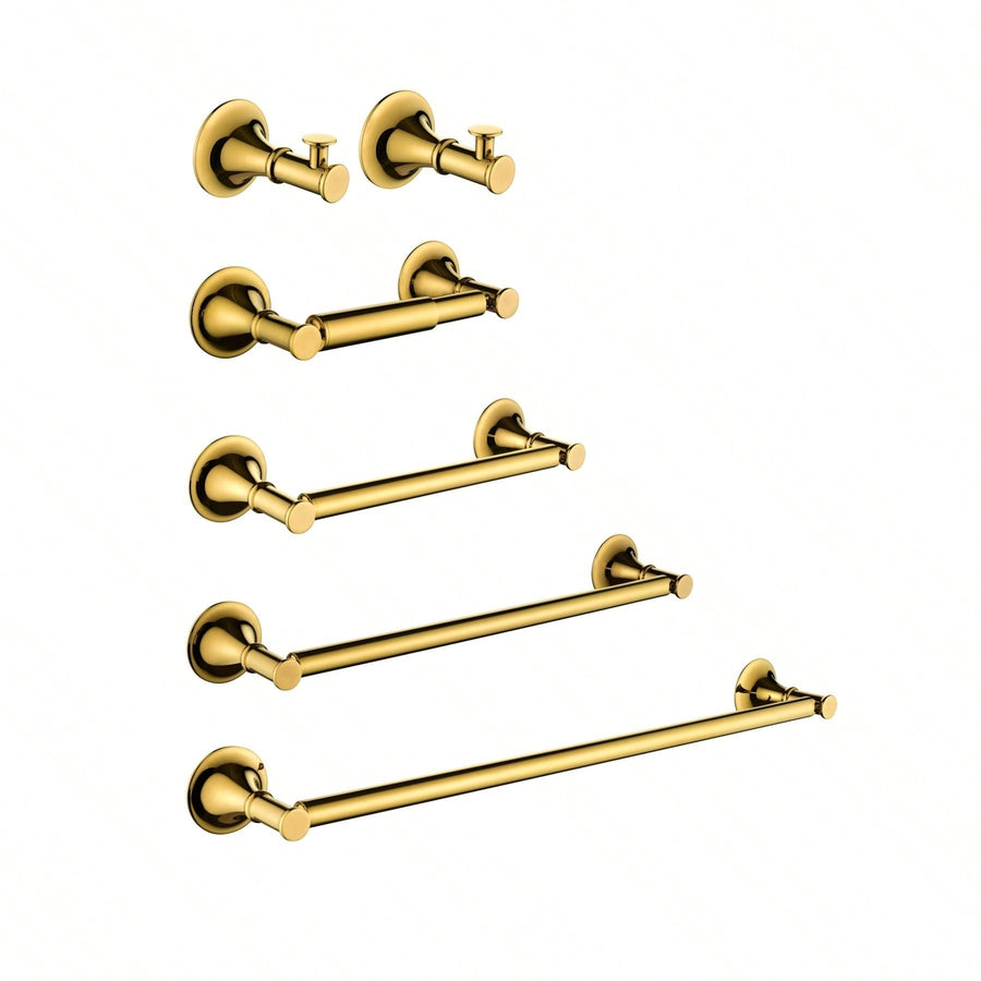 6-Piece Wall Mounted Bathroom Hardware Set with Corrosion-Resistant Finish for Towel Bars and Organization Image 1