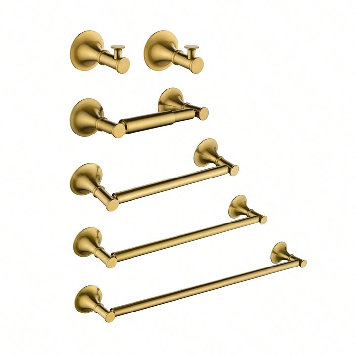 6-Piece Wall Mounted Bathroom Hardware Set with Corrosion-Resistant Finish for Towel Bars and Organization Image 3