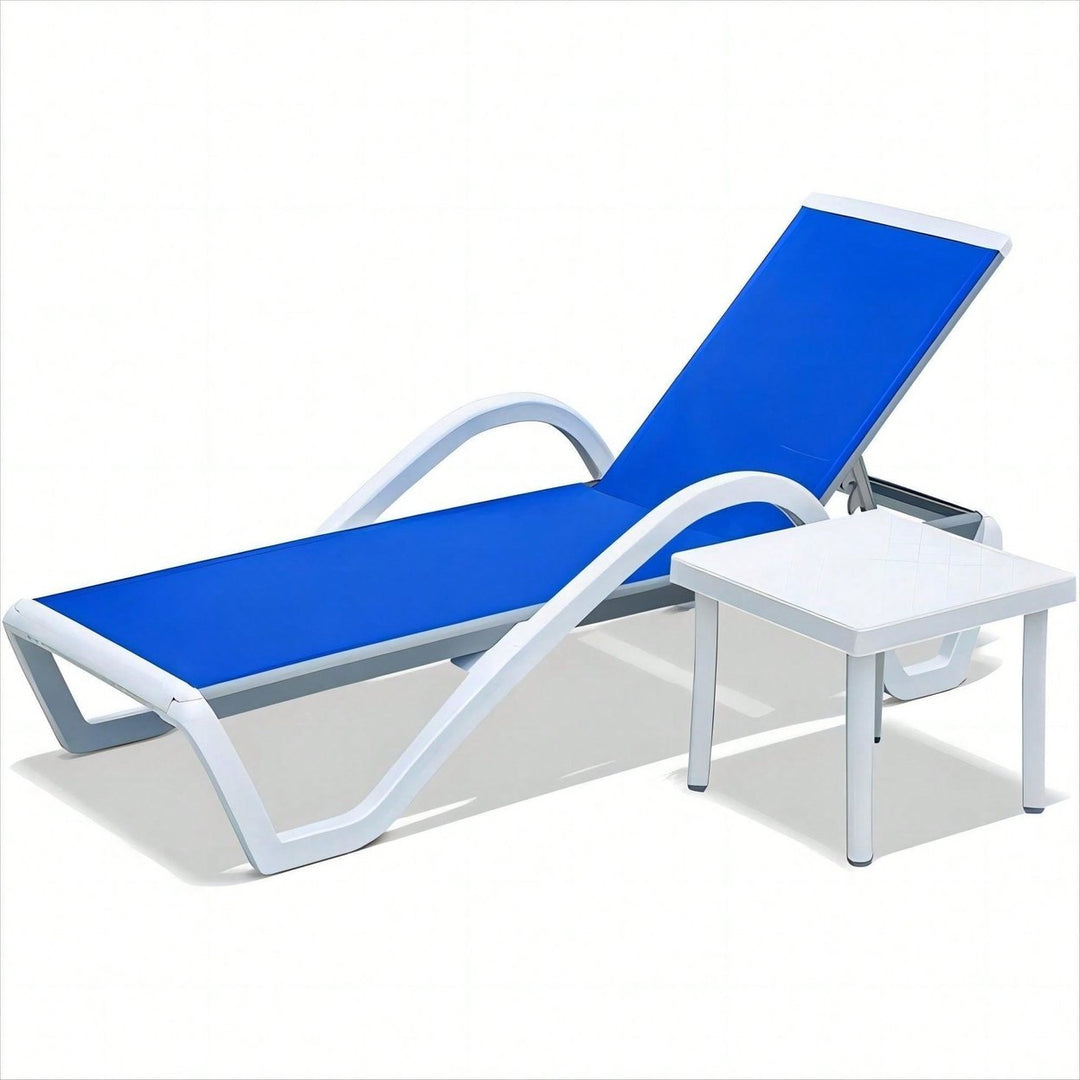 Adjustable Aluminum Pool Lounge Chairs With Arm, All Weather Pool Chairs For Outside,In-Pool,Lawn Image 2