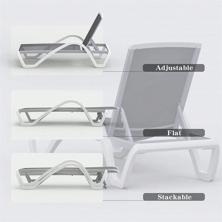 Adjustable Aluminum Pool Lounge Chairs With Arm, All Weather Pool Chairs For Outside,In-Pool,Lawn Image 3