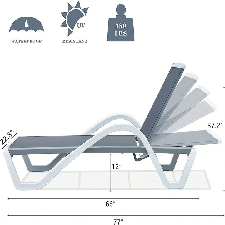 Adjustable Aluminum Pool Lounge Chairs With Arm, All Weather Pool Chairs For Outside,In-Pool,Lawn Image 5