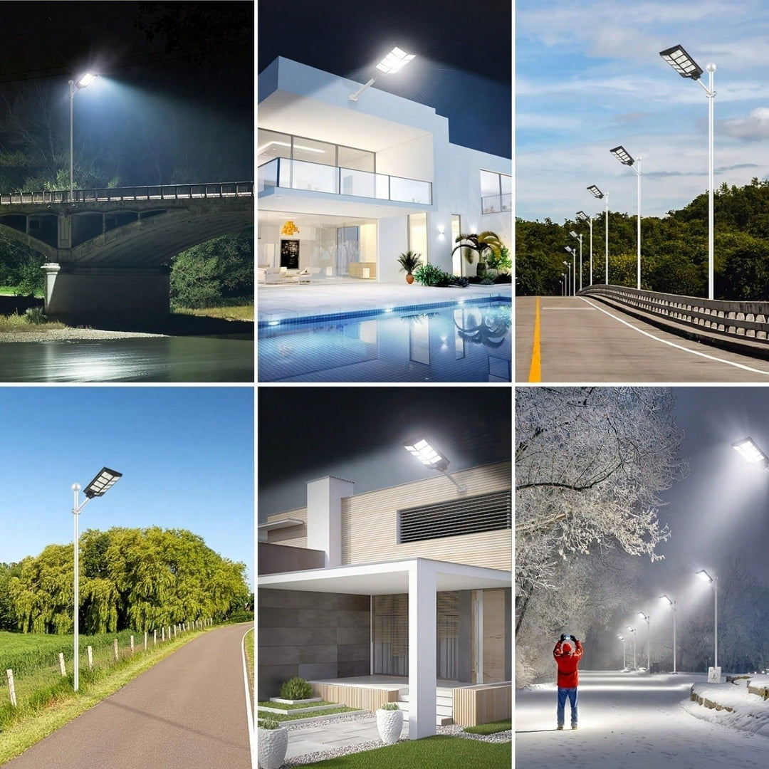 800W Solar LED Street Light with Motion Sensor Remote Control for Outdoor Security and Flood Lighting Image 3