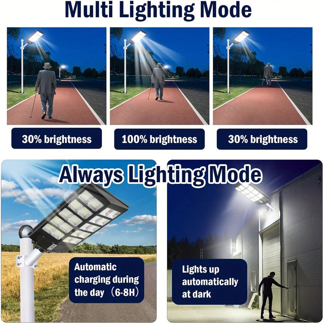 800W Solar LED Street Light with Motion Sensor Remote Control for Outdoor Security and Flood Lighting Image 4