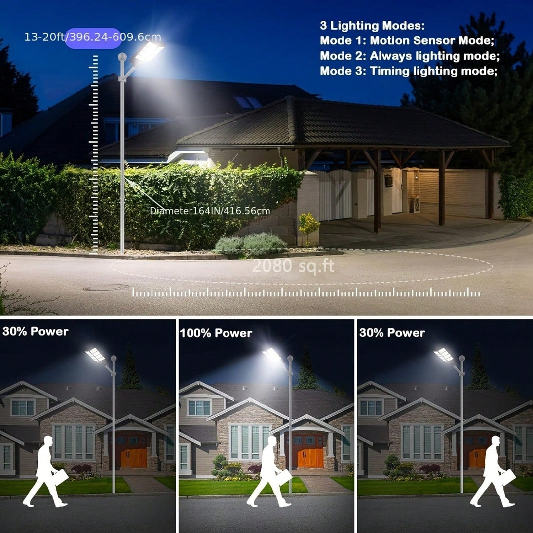 800W Solar LED Street Light with Motion Sensor Remote Control for Outdoor Security and Flood Lighting Image 8