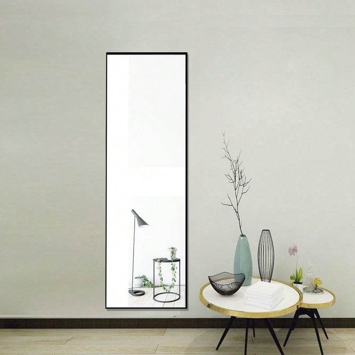 59" X 16" Tall Full Length Mirror With Stand, Black Wall Mounting Full Body Mirror, Metal Frame Full-Length Mirror For Image 1