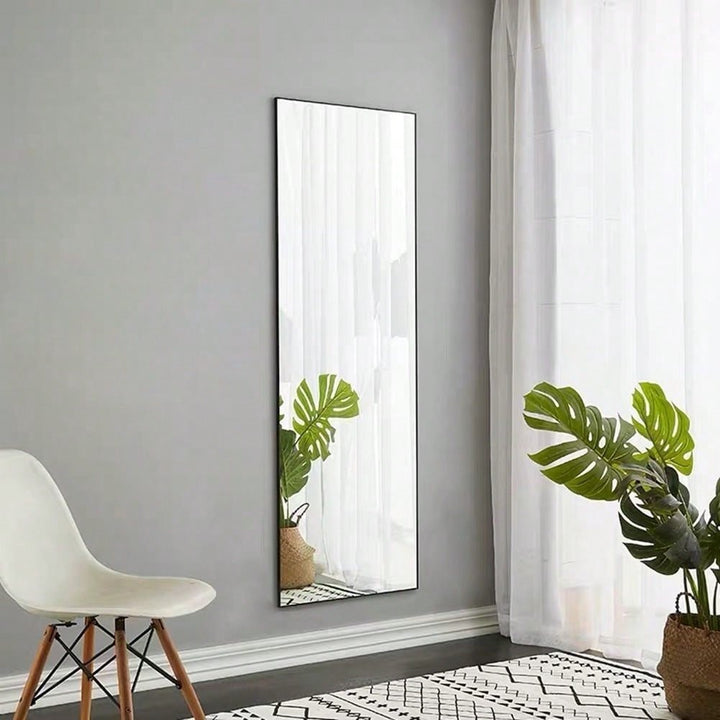 59" X 16" Tall Full Length Mirror With Stand, Black Wall Mounting Full Body Mirror, Metal Frame Full-Length Mirror For Image 2