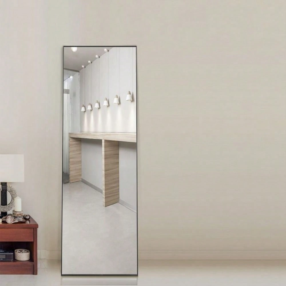 59" X 16" Tall Full Length Mirror With Stand, Black Wall Mounting Full Body Mirror, Metal Frame Full-Length Mirror For Image 3