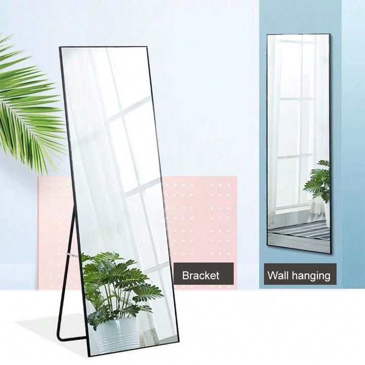 59" X 16" Tall Full Length Mirror With Stand, Black Wall Mounting Full Body Mirror, Metal Frame Full-Length Mirror For Image 7