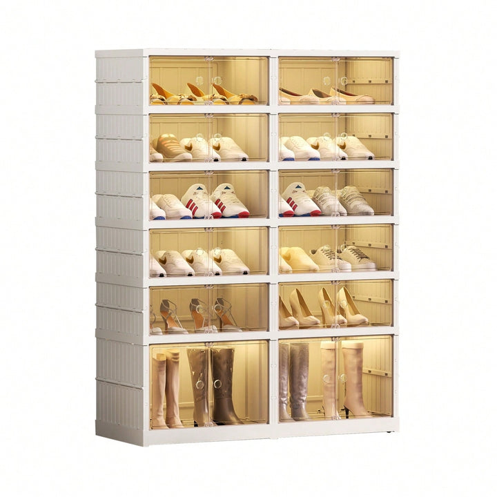 6-Tier Portable Shoe Storage Cabinet Holds 24 Pairs Easy Assembly Dustproof Organizer for Entryway Closet Living Room Image 1