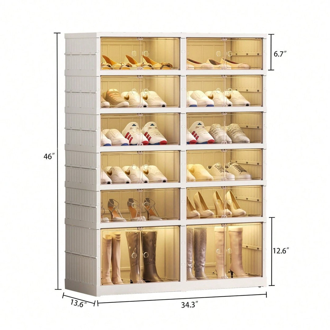 6-Tier Portable Shoe Storage Cabinet Holds 24 Pairs Easy Assembly Dustproof Organizer for Entryway Closet Living Room Image 4