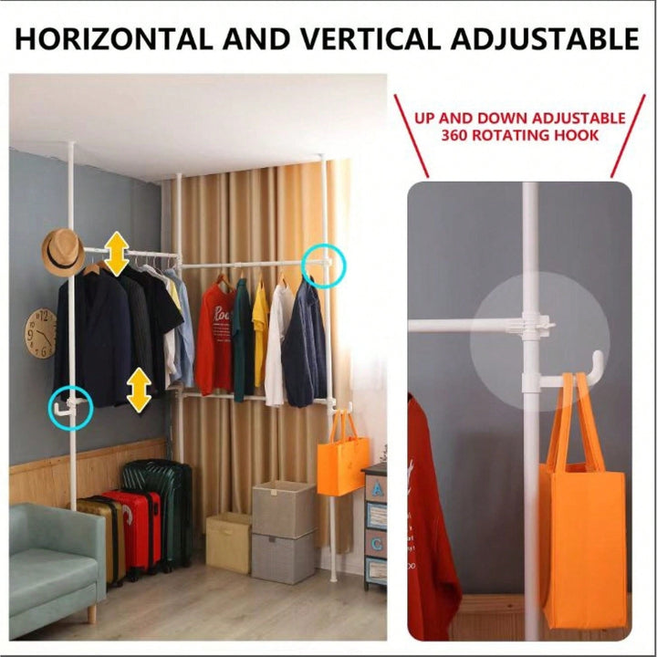 Adjustable Double Clothing Rack - Heavy-Duty 2-Tier Freestanding Closet System For Clothes Storage - White Image 3