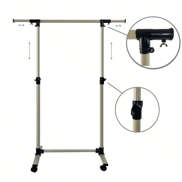 Adjustable Heavy Duty Rolling Clothes Rack with Shelves and Wheels - Holds 80 Garments Ideal for Bedroom and Laundry Image 2